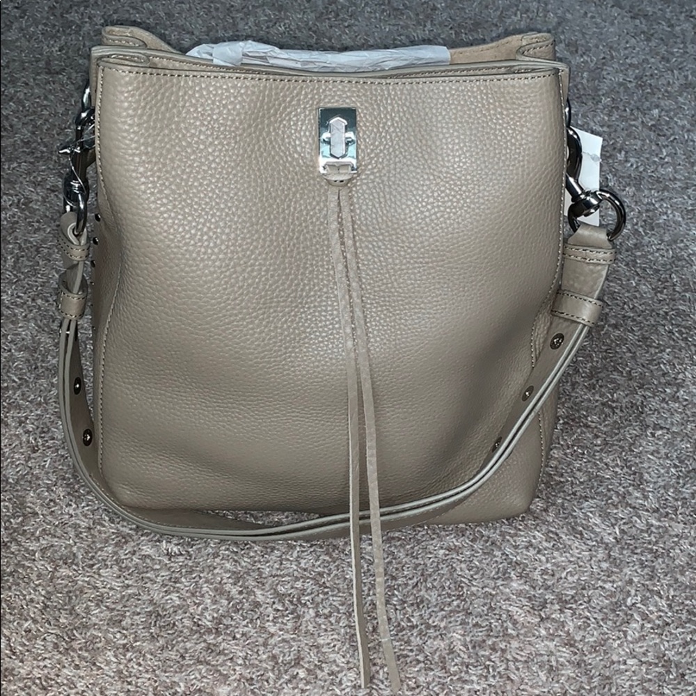 Rebecca Minkoff Neutral Taupe Leather Shoulder Bag - Classic Womens Crossbody - Picture 2 of 16